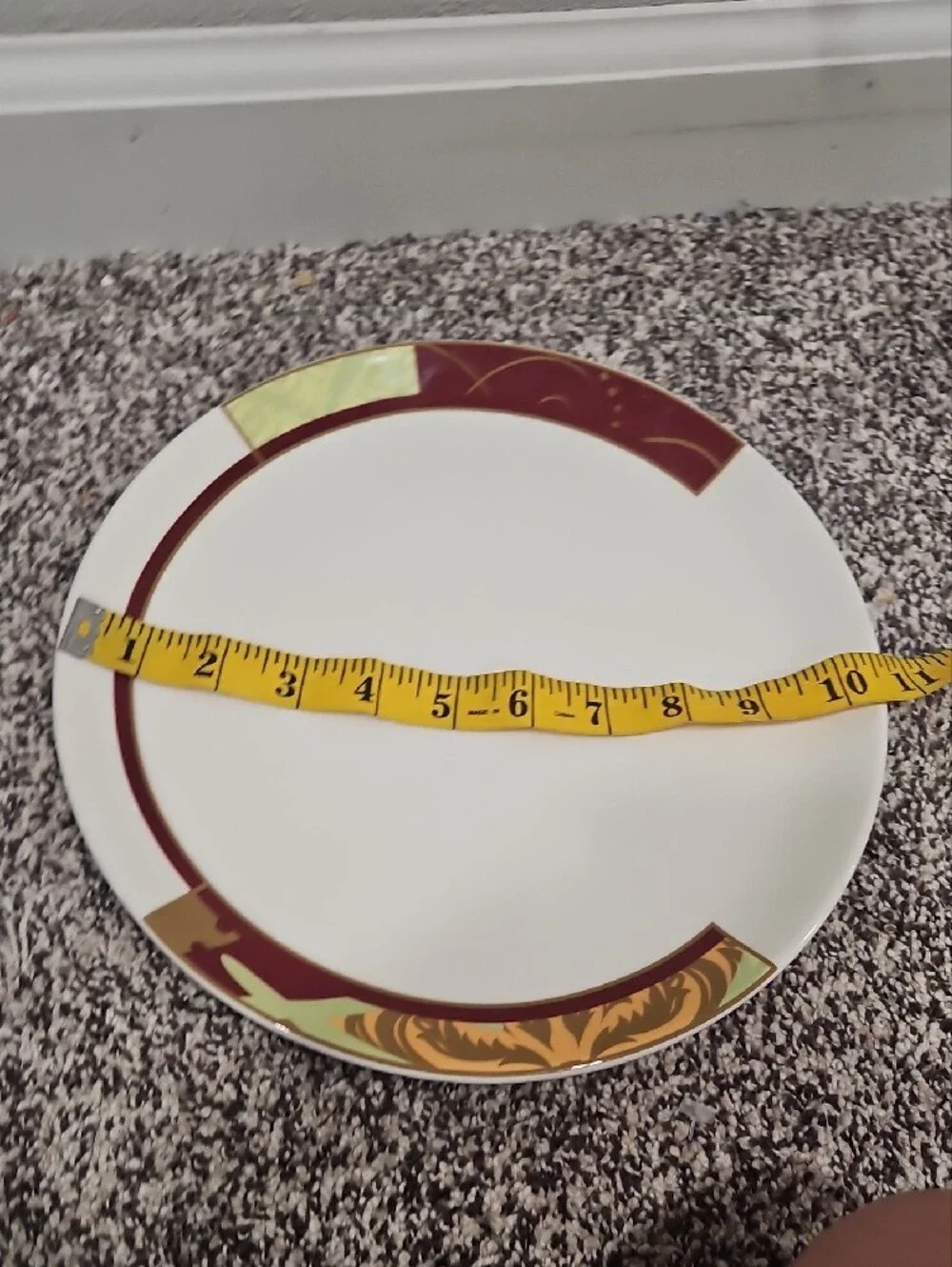 Disney White Dinner Plates with Burgundy and Gold Trim - Set of 2
